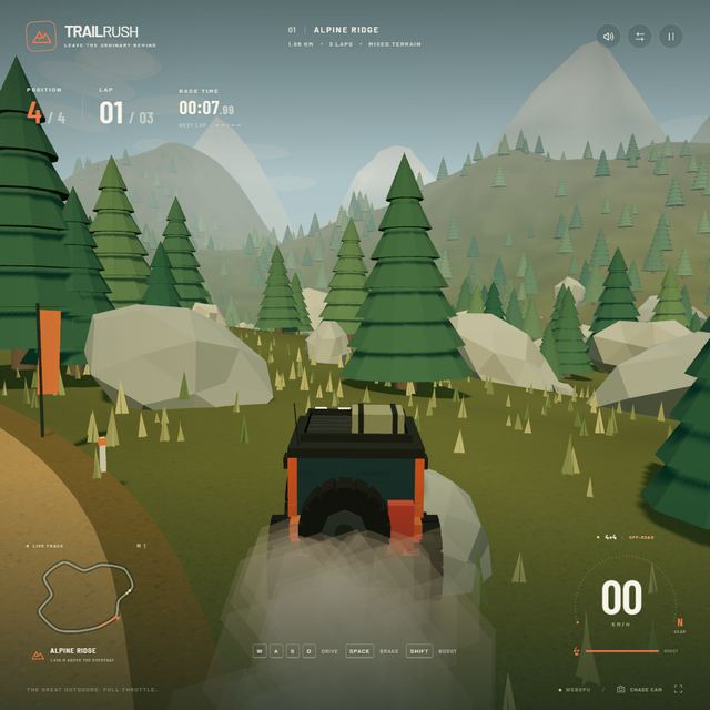 A frame from the jeep race written by GPT-6 Astra