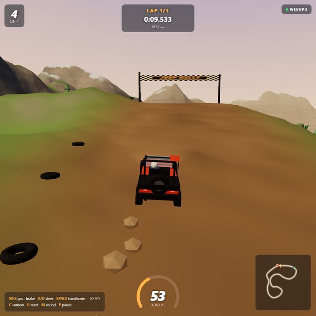 A frame from the jeep race written by GLM-5.3