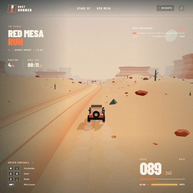 A frame from the jeep race written by GPT-6 Sol