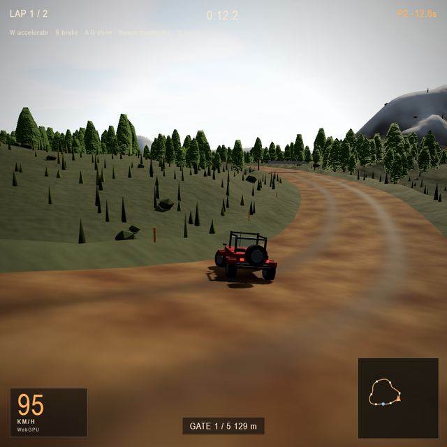 A frame from the jeep race written by Grok 4.7