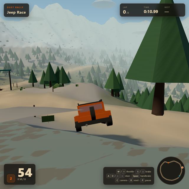 A frame from the jeep race written by MiMo-X-Pro-Preview