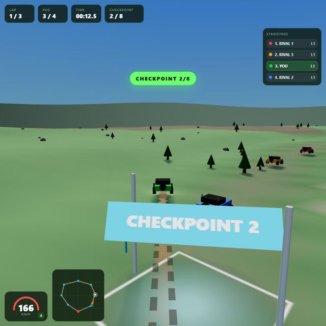 A frame from the jeep race written by Muse Spark 1.2