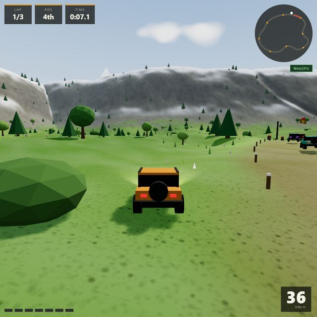 A frame from the jeep race written by Muse Spark 1.3