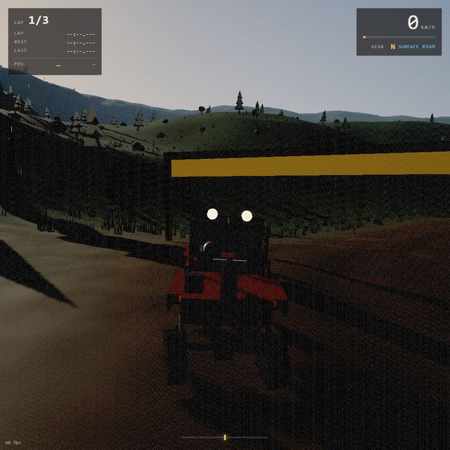 A frame from the jeep race written by Qwen3.8 Flash