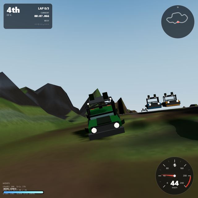 A frame from the jeep race written by Step 5 Preview