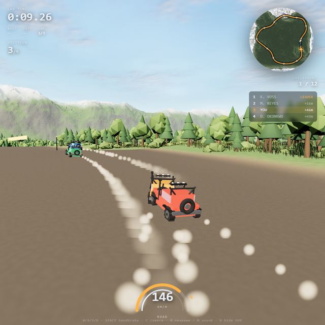 A frame from the jeep race written by HY4 Preview