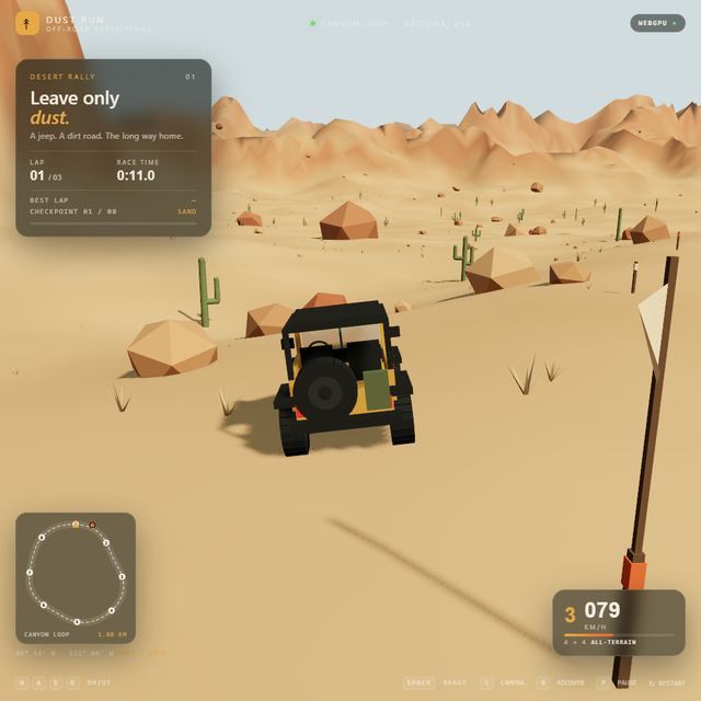 A frame from the jeep race written by Pareto 26.9