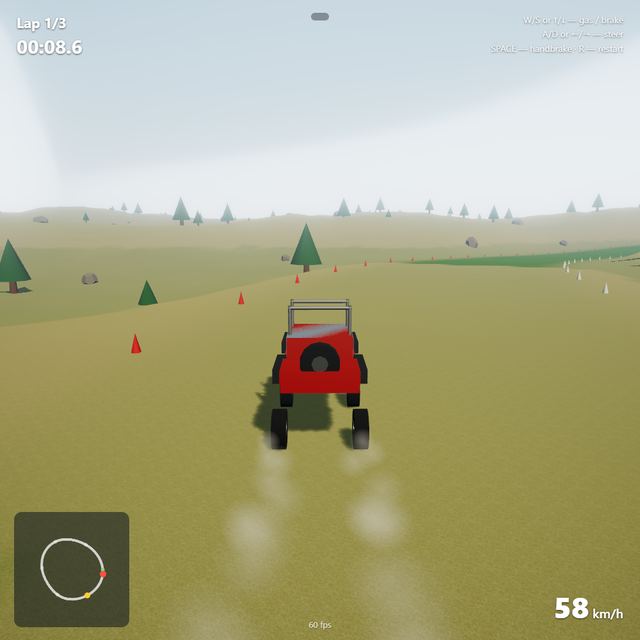 A frame from the jeep race written by Model not recorded