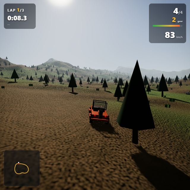 A frame from the jeep race written by Model not recorded