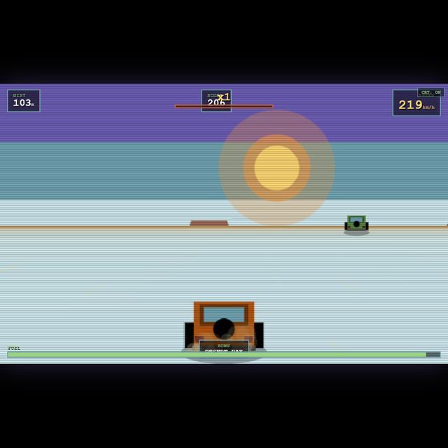A frame from the jeep race written by Model not recorded